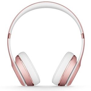Beats Solo3 Wireless Bluetooth Headphones Rose Gold w/ Case and Cable White